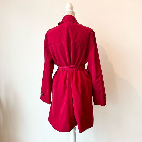 XL Red London Fog Belted Trench Coat - Picture 4 of 5
